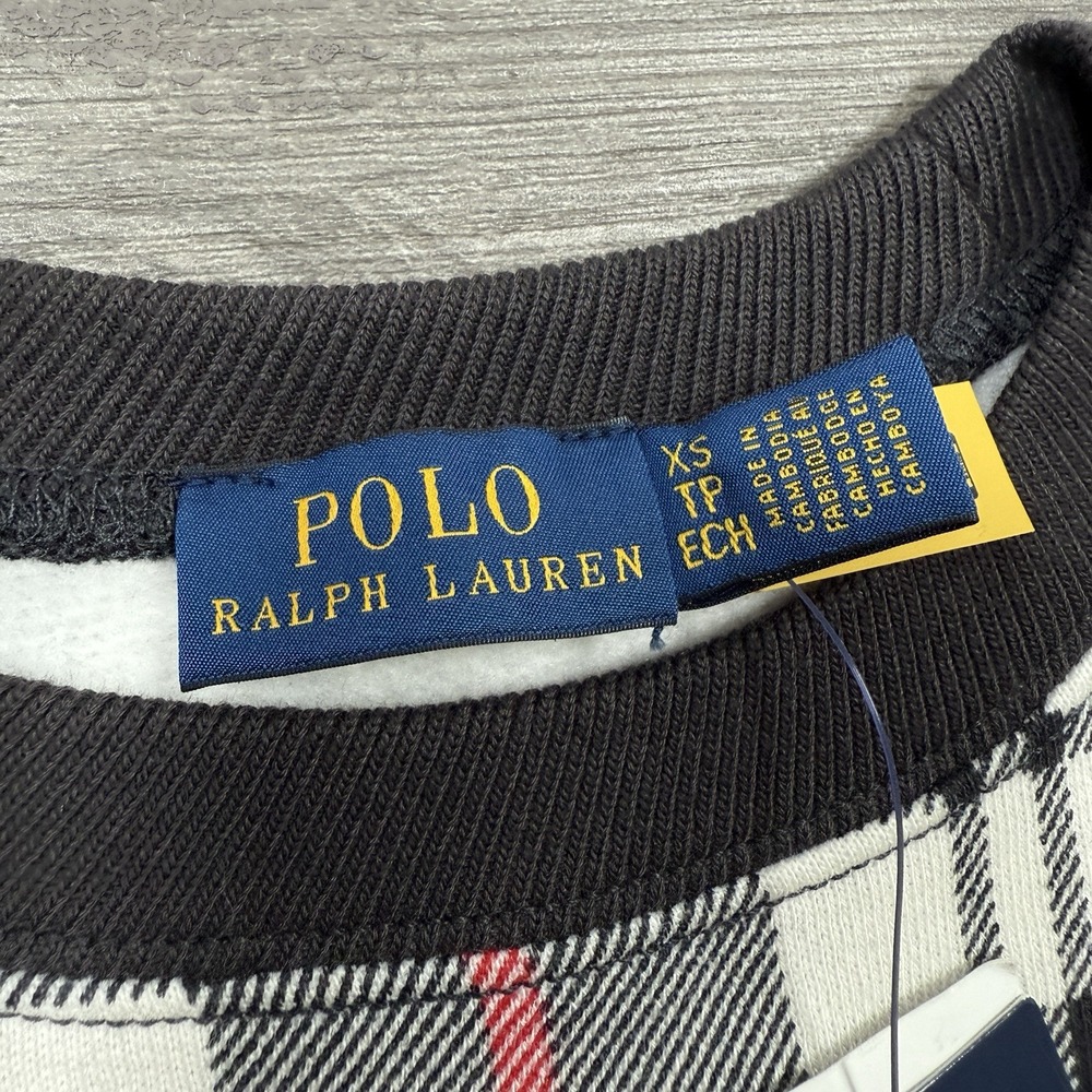 Polo Ralph Lauren Women's Polo Bear Plaid Sweatshirt Black Size XS NWT - Picture 4 of 11
